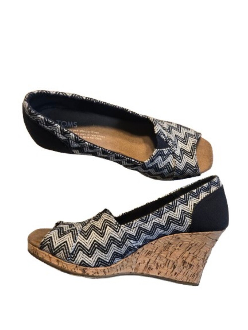 Tom's Cork Wedge Peep Toed Shoes